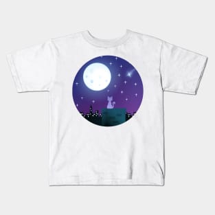 Cat Under the Moonlight Kids T-Shirt